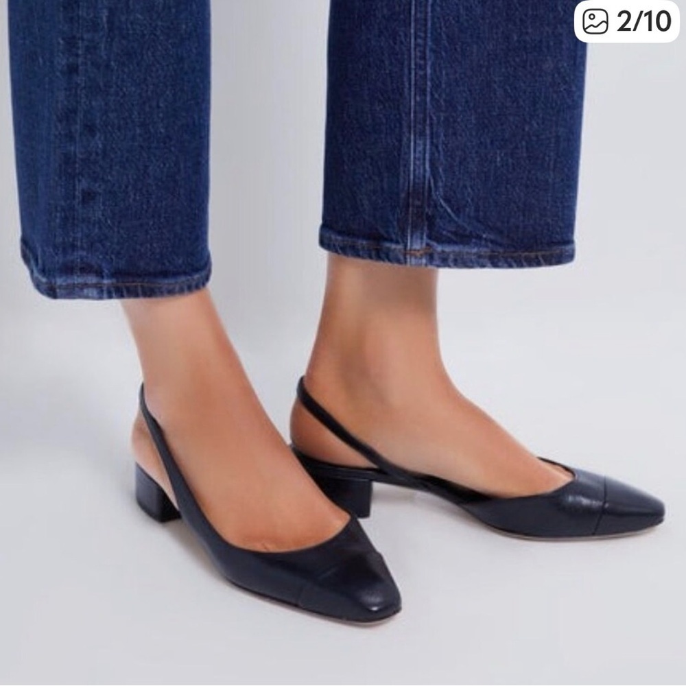 Veronica Beard Glossy Toe Black Cecile Slingback Heels